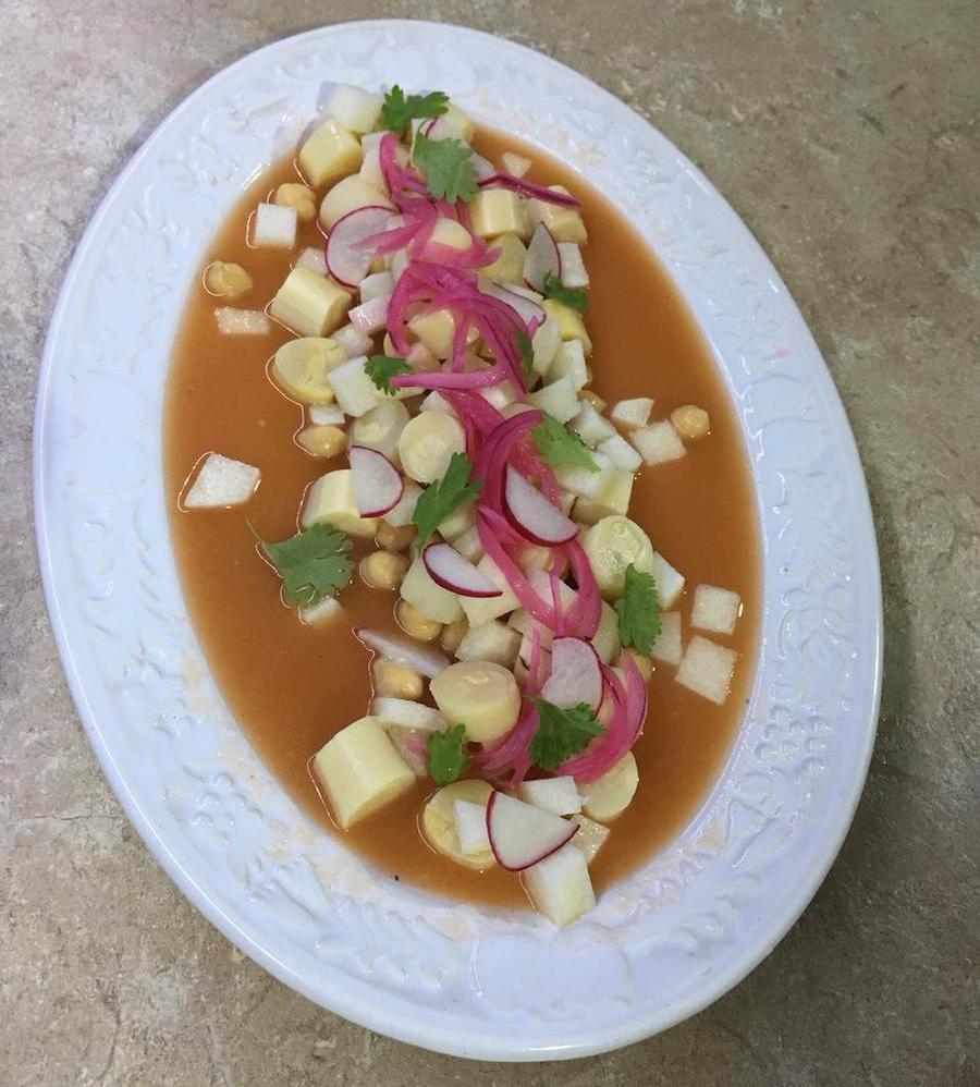 Ceviche rosa de palmito